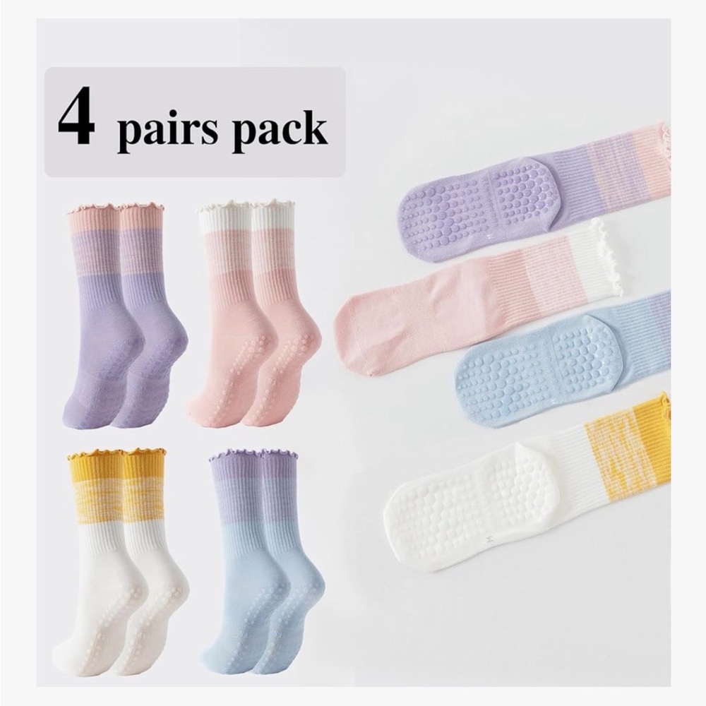 Colorful 4-Pack Pilates Socks